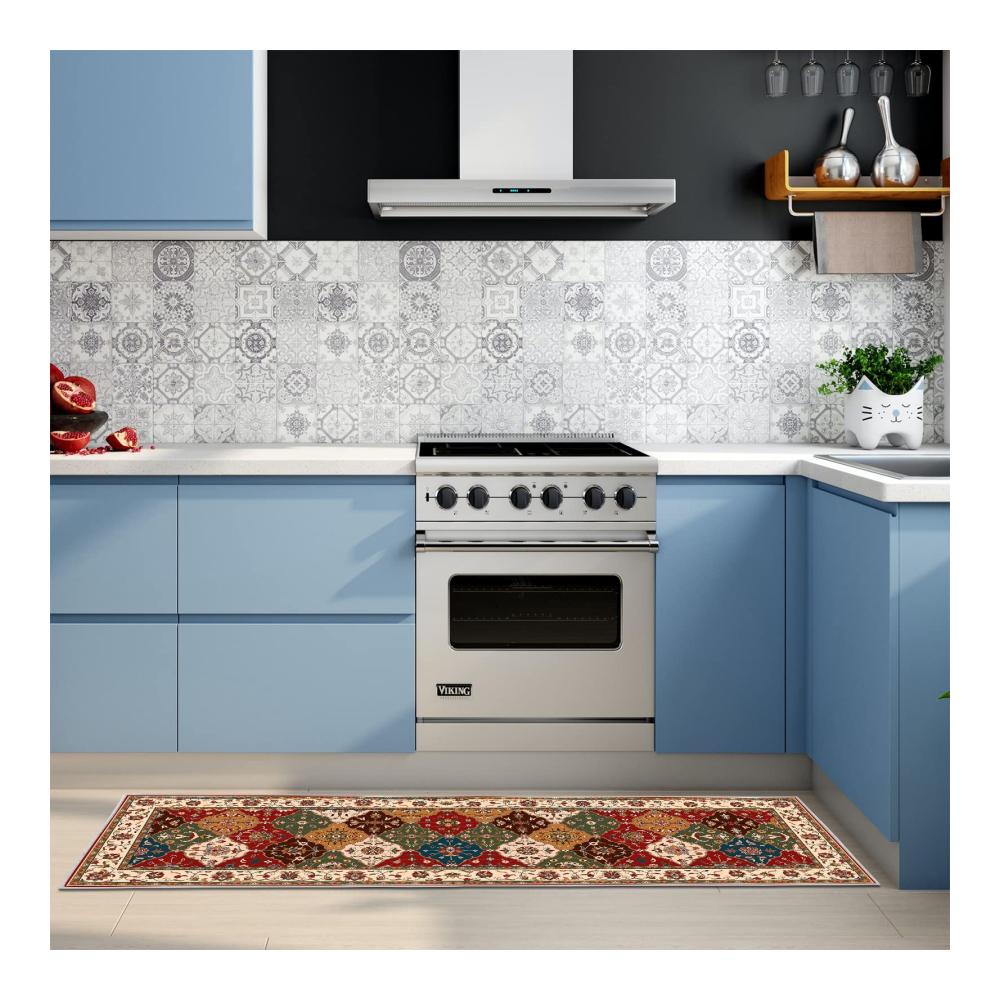 Erwecken Sie Ihre Küche zum Leben mit 2 rutschfesten Kaffee-Muster Küchenläufern – Ideal für Zuhause und Büro – Stil D 40x120cm & 40x60cm – Läufer