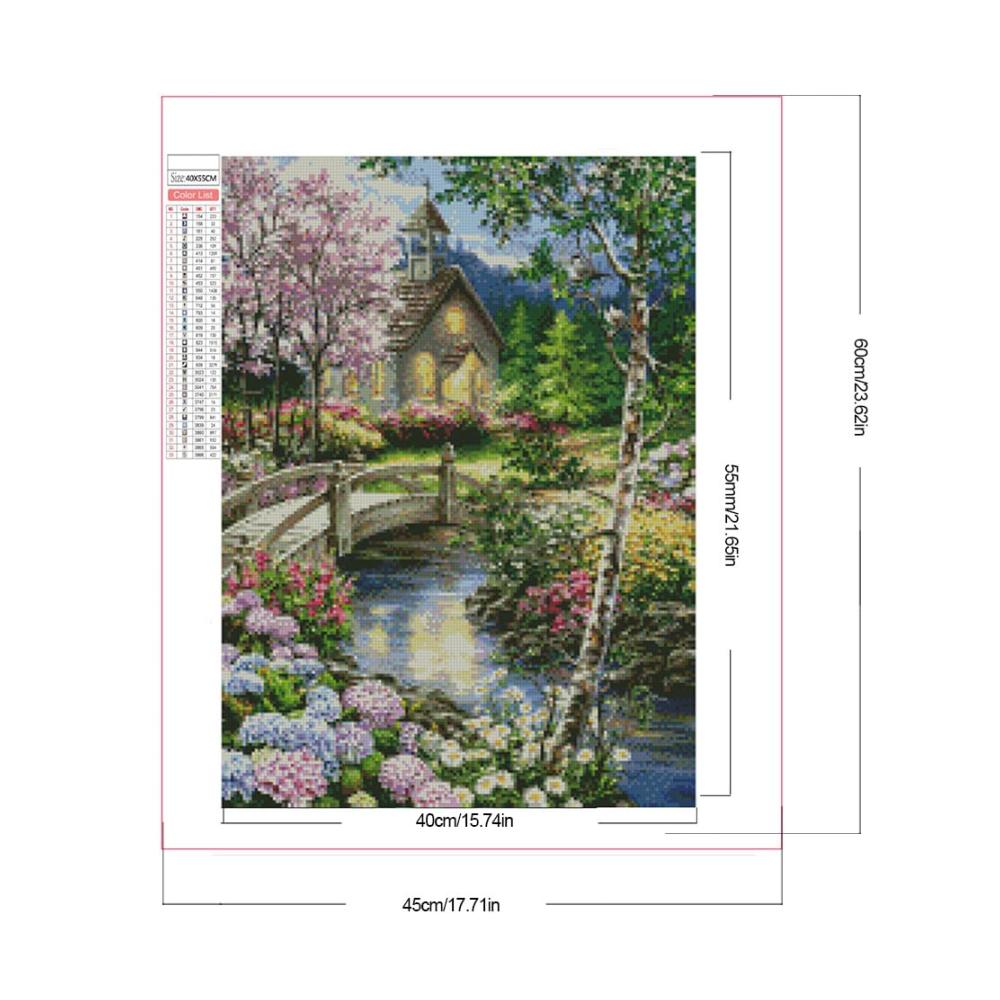 5D-Diamantgemälde Sets Vollständige runde Bohrer teilweise AB idyllische Landschaft 45x60cm - DIY Malerei für kreative Stunden