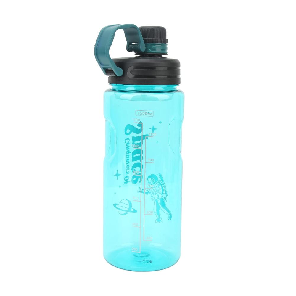 Erfrische deinen Durst unterwegs! Serlium Sportwasserflasche - 1500 ml Großes Fassungsvermögen Lebensmittelechtes PC-Material Trinkskala - Ideal für Fitnessstudio Radfahren und Laufen (Grün) - Tassen & Becher