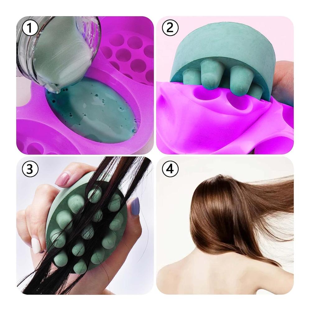 Premium Silikon Gießformen Set 4-er Packung für Oval Massage Seifen Kekse Schokoladenkuchen Brot & mehr – Perfekt für Seifenherstellung Kerzen & Eiswürfel – Leicht zu reinigen & langlebig (Violett