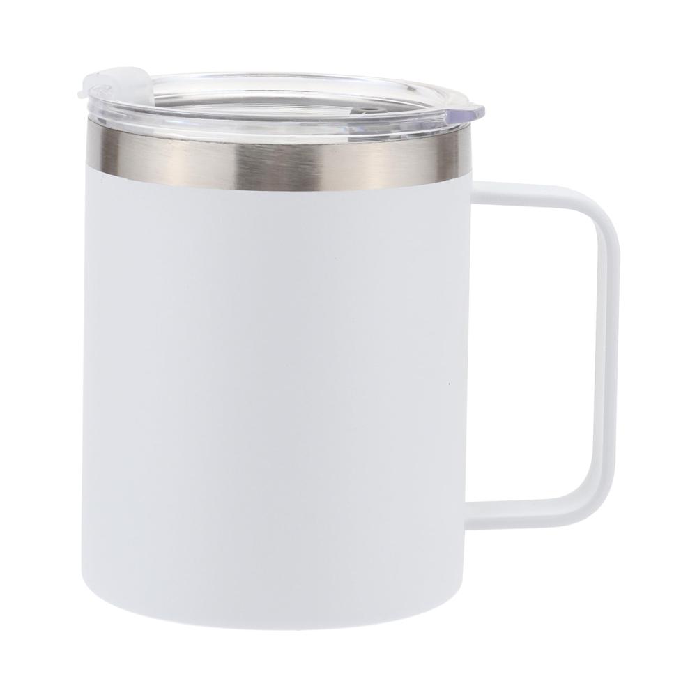 Entdecken Sie die Perfektion Premium 12oz Thermosflasche aus Edelstahl | Isolierte Kaffeetasse mit Griff | Doppelwandiges Vakuumdesign für langanhaltende Wärme | Robuster Reisebecher mit Schiebedeckel in strahlendem Weiß - Genießen Sie unterwegs