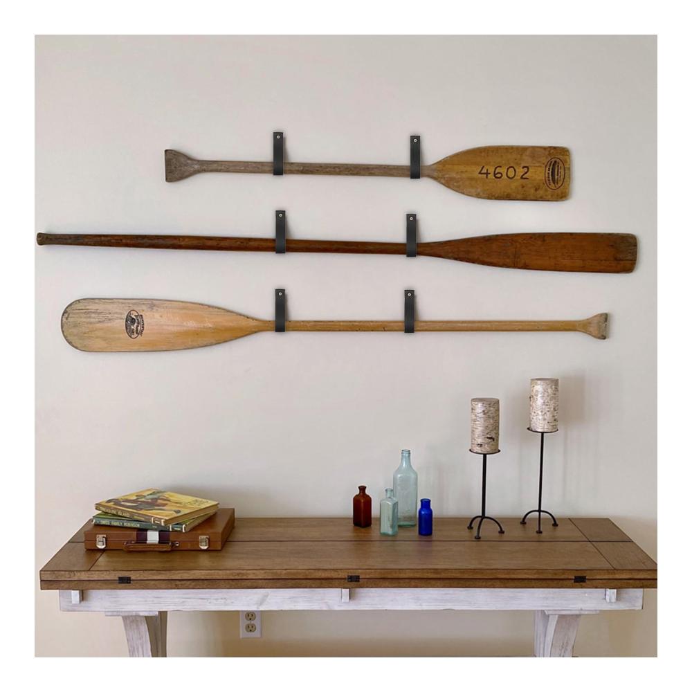 Premium PU-Leder Wandhaken für Holzvorhangstangen – Set mit 8 Stangenauflagen Halterungen für stilvolles Gardinen-Setup Schwarz