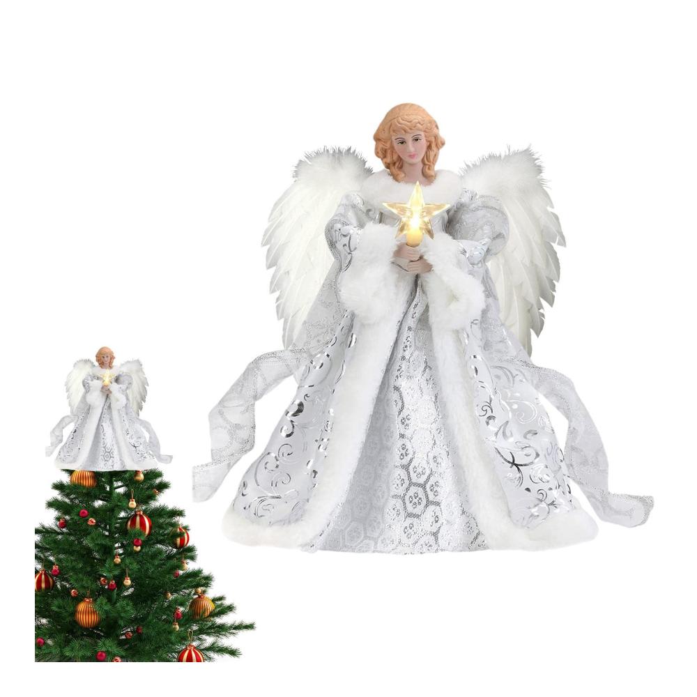 Erleuchten Sie Ihre Weihnachtsfeier mit unserer Spitzen Engel Weihnachtsbaumspitze - Schöne Beleuchtete Christbaumspitze mit Lichtern für einen himmlischen Baum