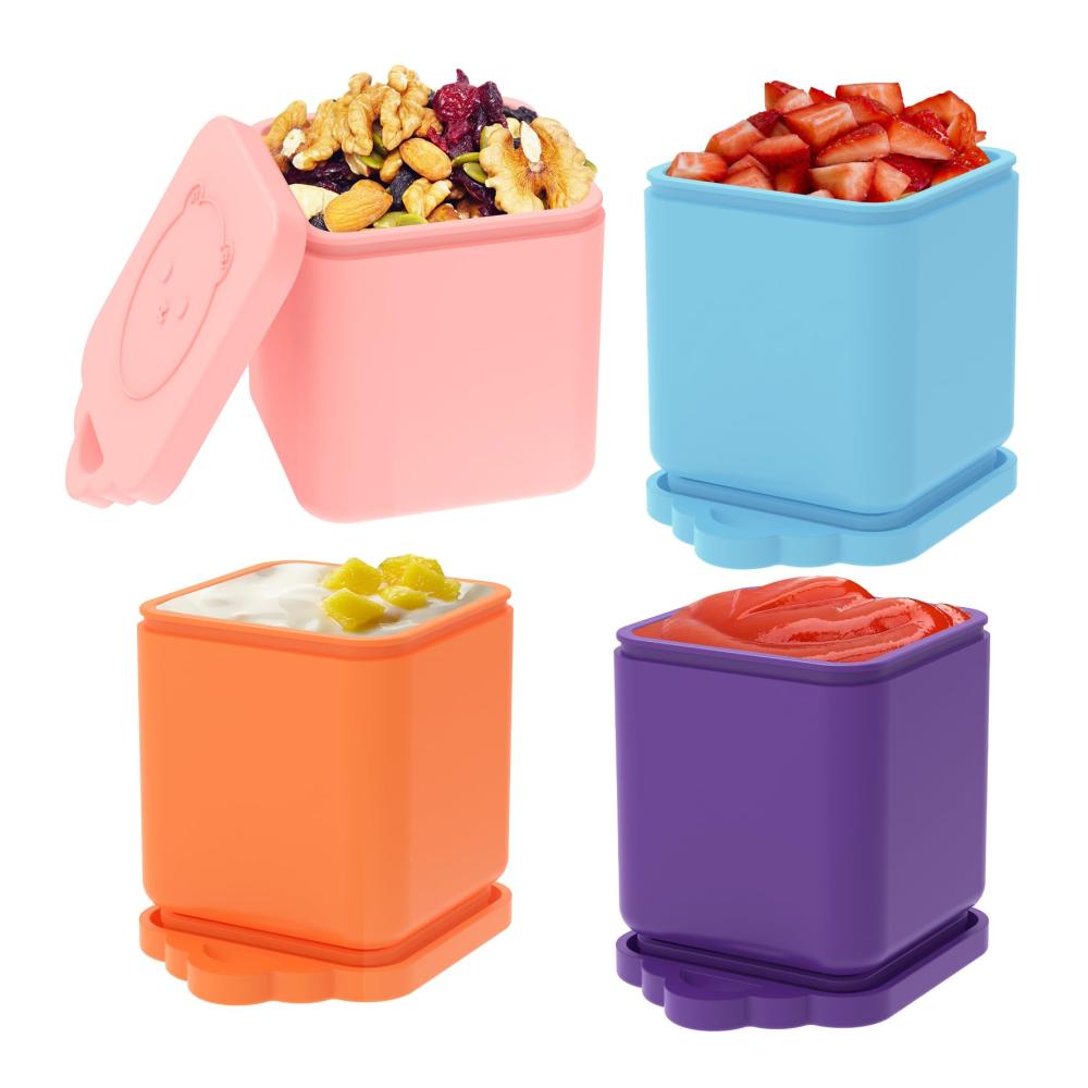 4er Set Lunch-Boxen Auslaufsichere Salat-Dressingbehälter wiederverwendbare Sauce Container BPA-freie Silikon Tassen für Bento-Boxen - Perfekt für unterwegs
