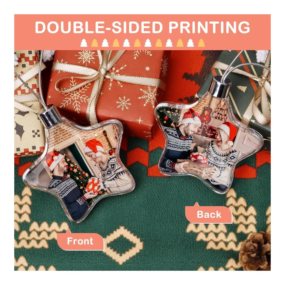 Doppelpack Personalisierte Fotokugeln Weihnachtsschmuck 2023 - Benutzerdefinierte Bilder - Ornamente für Weihnachtsbäume - Ideales Geschenk für Mutter