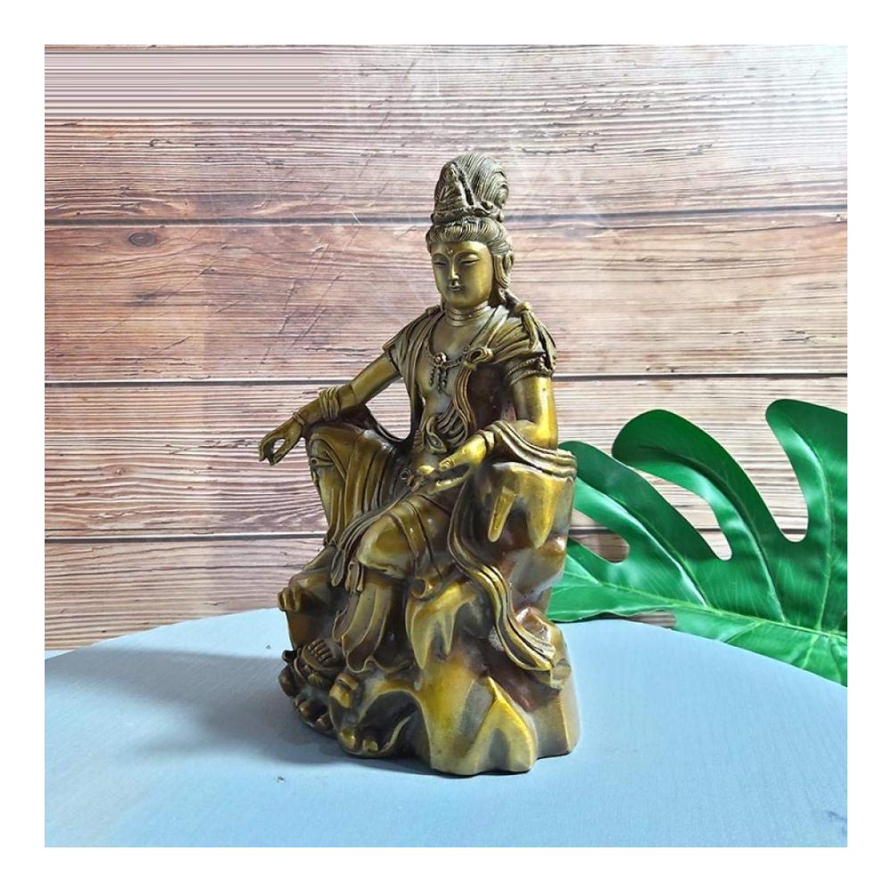Bronze Buddha-Statue Dekorative Skulptur für Zuhause - Handgefertigte Avalokitesvara Figur aus reinem Kupfer - Einzigartiges Sammlerstück - Feng Shui Dekoration
