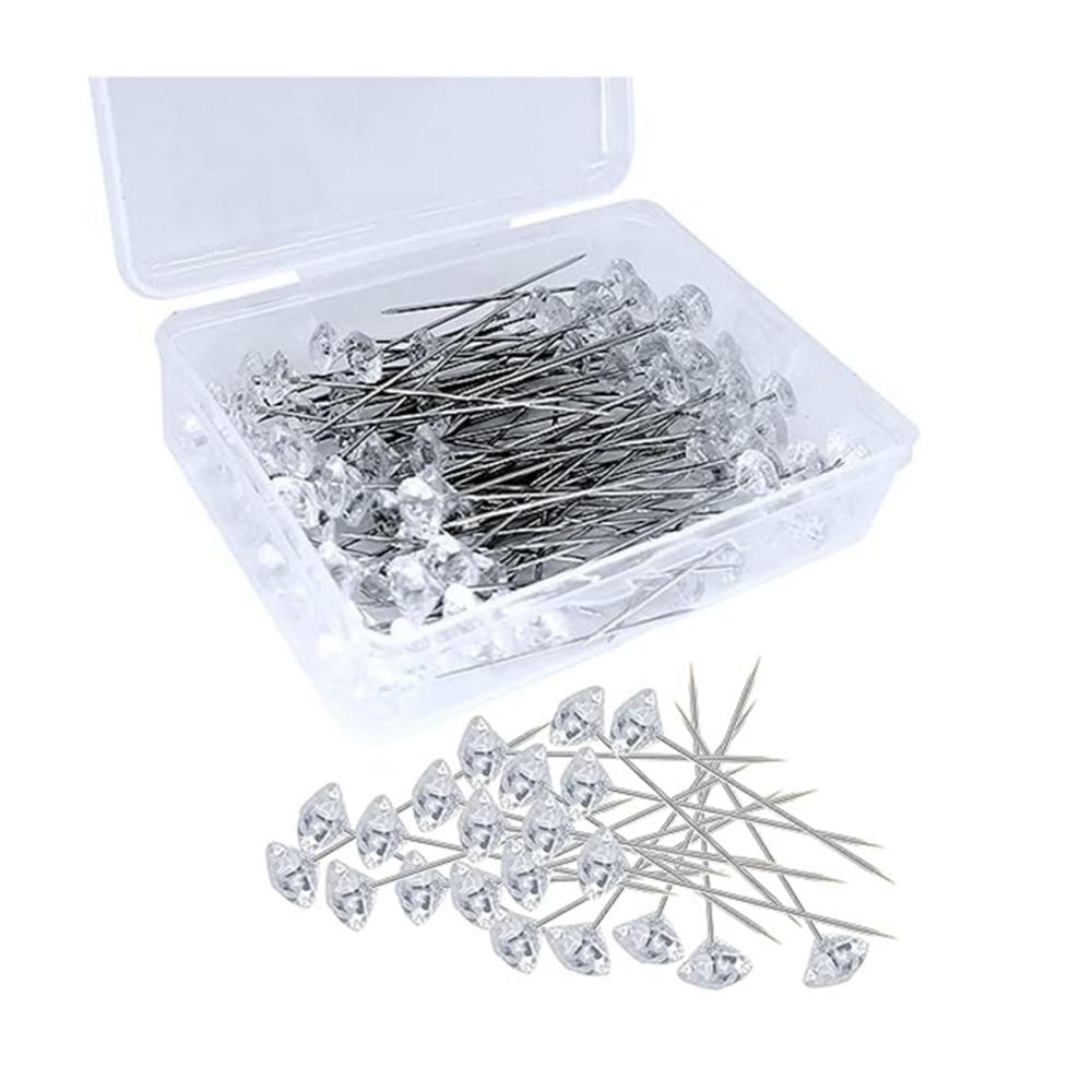 Exquisite Stecknadeln 300 Stück 5 2x8 cm Diamantnadel-Korsagenbroschen für Hochzeitsdeko und DIY - Robuste Silber- & Weißtöne für stilvolles Handwerk