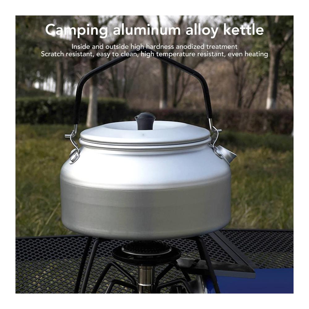 Camping-Wasserkocher aus leichter Aluminiumlegierung | Tragbarer Teekessel für Camping Grillen & Reisen | Silberne Teekanne mit Deckel für Zuhause & Outdoor-Küche | Praktische Kaffeekanne