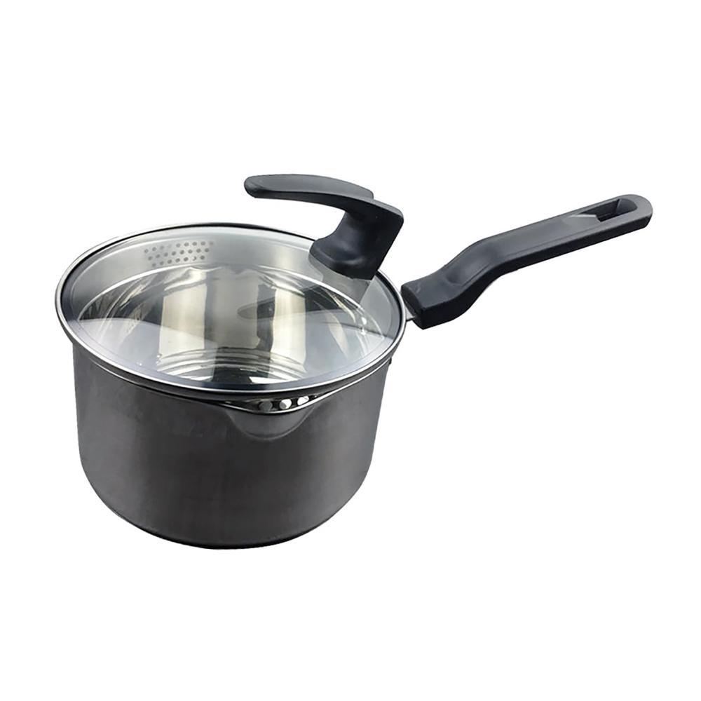 Dicker Milchtopf aus Edelstahl | Tragbarer Kochtopf mit Antihaftbeschichtung für Brei und Nudeln | Platzsparender Kochtopf | Ideal für Camping und den Heimgebrauch (16 cm) | Hochwertiger Topf für köstliche Gerichte