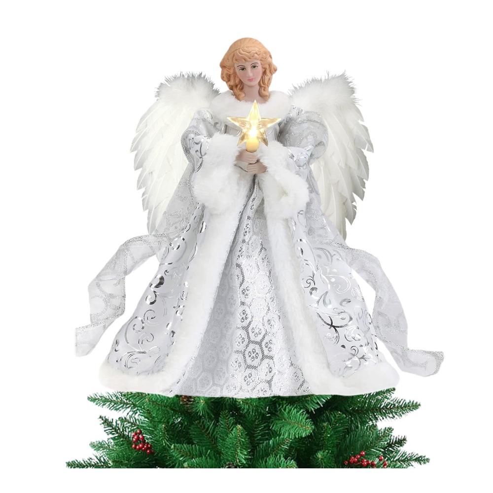 Weihnachtsbaumspitze Engel | Rustikaler Engel Anhänger | Bezaubernde Engelsstatue für Weihnachtsbaumdekoration | Einzigartige Spitzenverzierung