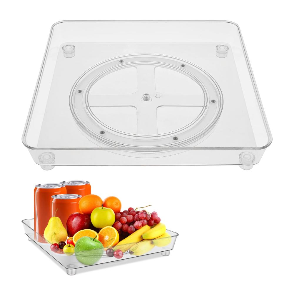 Drehbares Gewürzregal 106 x 75 Zoll - Multifunktionale Organisatoren für Küchenschränke - 360 ° Drehung - Platzsparendes Gewürzregal mit Saugpolsterquadr
