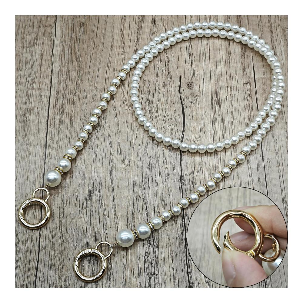Handgefertigte Eleganz HAOBIN Taschengriffe & Kettenriemen Set mit Perlen für stilvolle DIY-Taschenherstellung. Exquisite Perlenketten ersetzen oder dekorieren Brieftaschen und Handtaschen. 100 cm lang