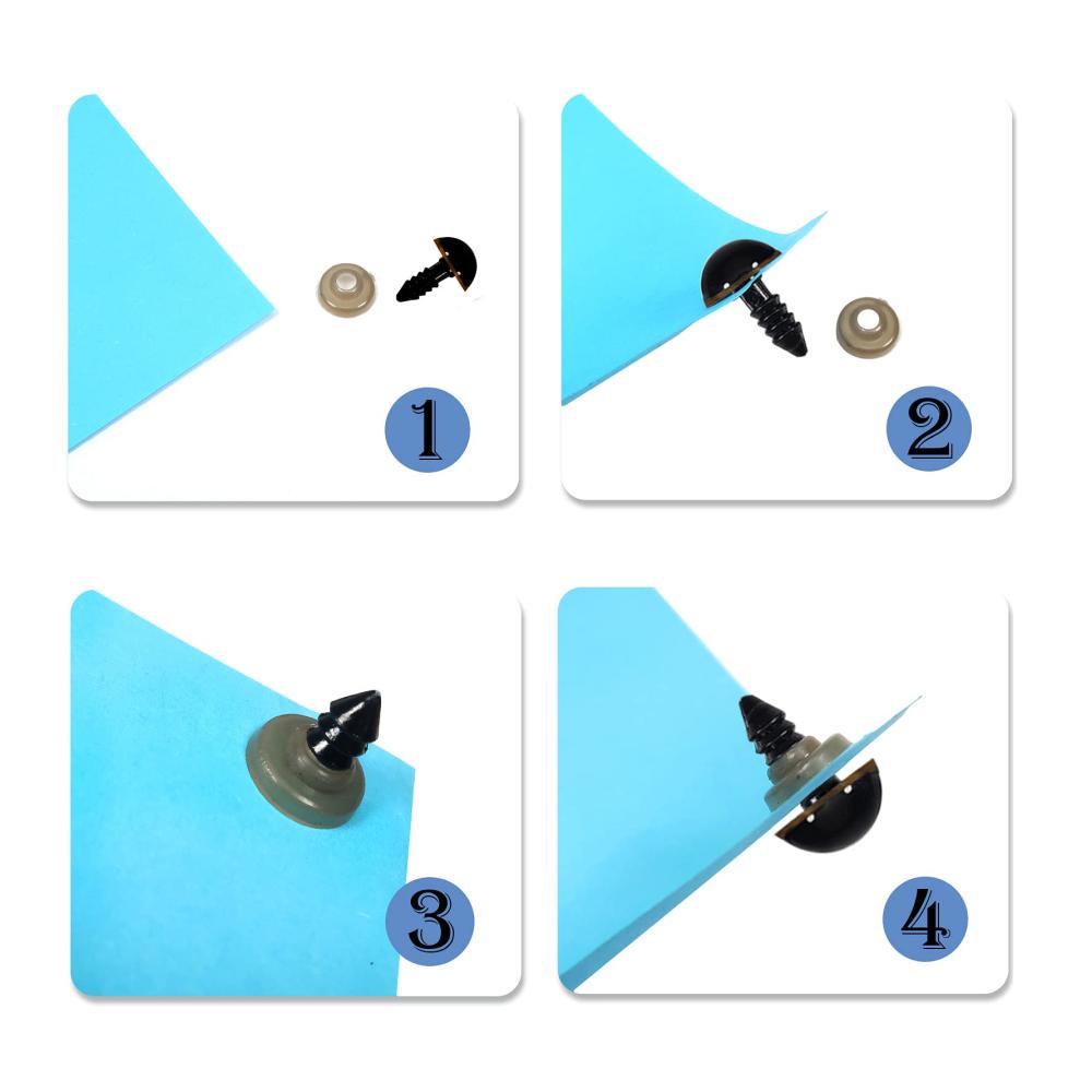 Augen-Set für Puppenherstellung 150 Stück braune Kunststoffaugen (8-24mm) mit Unterlegscheiben - Perfekt zum Häkeln Stricken & Basteln von Tierfiguren