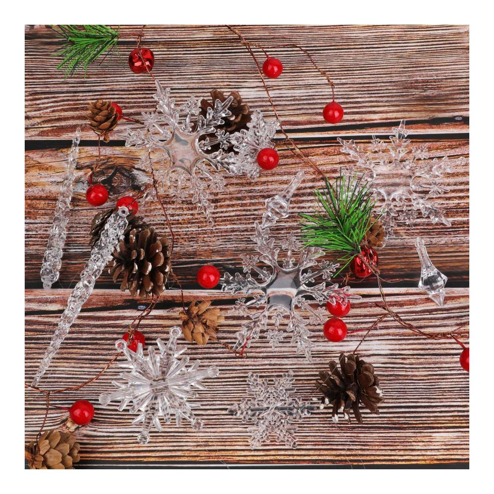 40 Stück Weihnachtsbaum Anhänger Set - Acryl Eiszapfen Schneeflocken & mehr - Weihnachtsdeko für festliche Winterstimmung - Dekoration für Christbaum & Zuhause