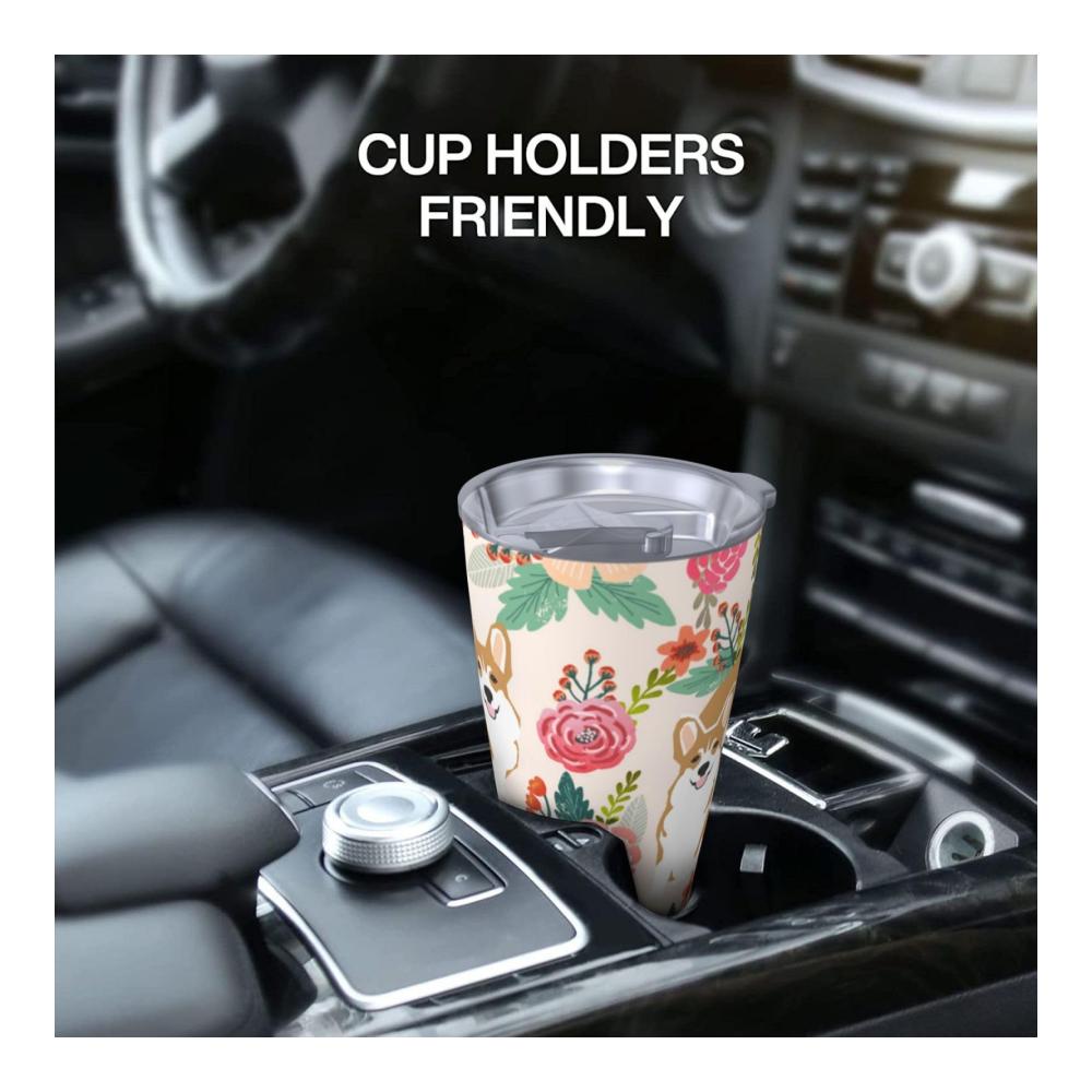 Doppelwandiger 20oz Edelstahl-Reisebecher mit Deckel und Strohhalm - Isolierte Thermoskanne für heiße und kalte Getränke - Wiederverwendbarer Becher für Autohalterungen - Perfekt für unter
