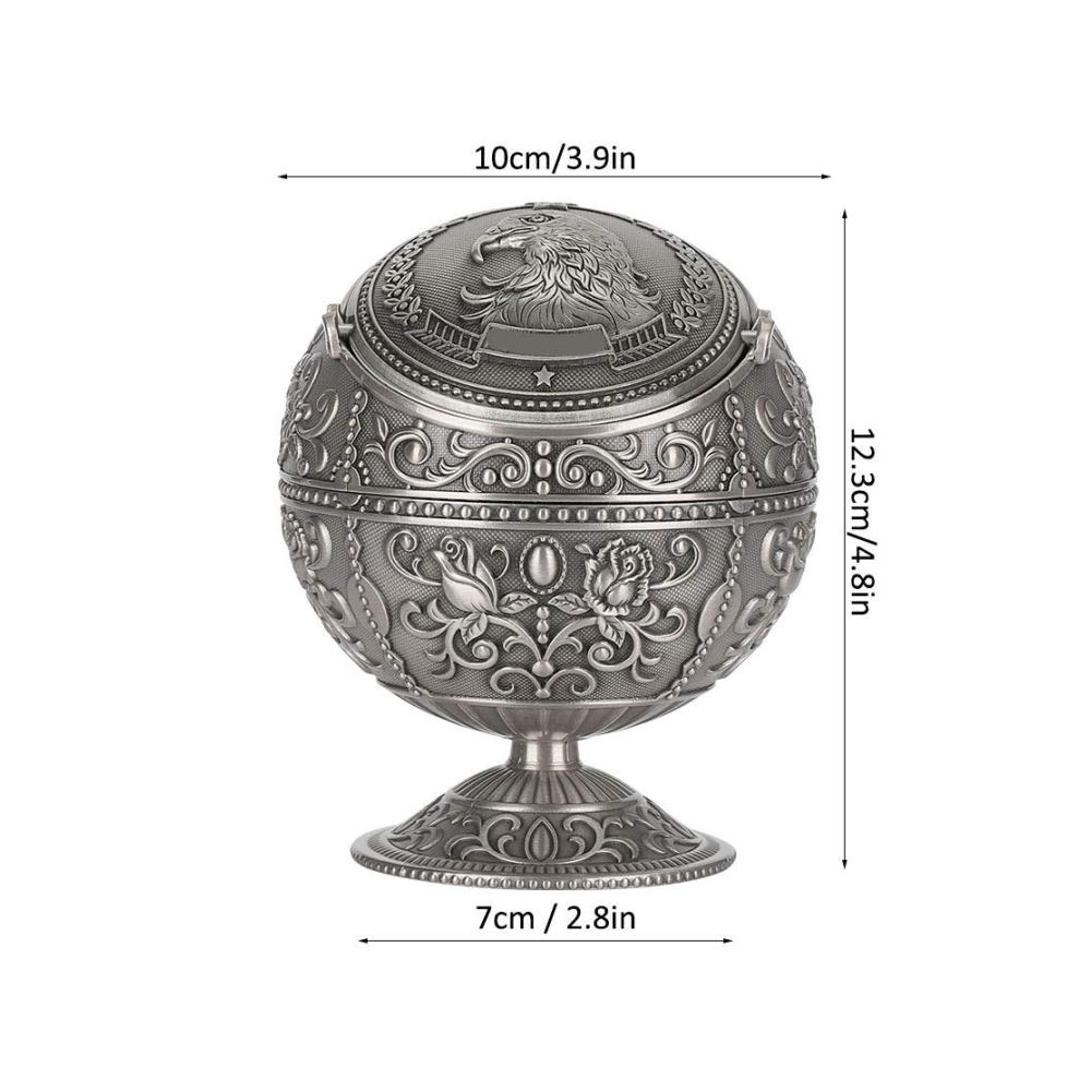 Exklusiver Globus Aschenbecher aus Zinklegierung | Vintage Design mit innovativem Winddicht-Deckel | Stilvolles Kunsthandwerk für Heimdekoration | Perfektes Accessoire