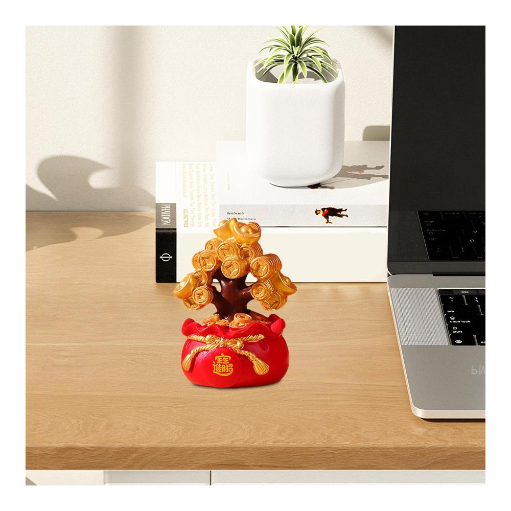 Handgefertigte Sparbüchsen-Figur Feng Shui Geldbaum für Reichtum Erfolg & Glück - Kreative Kunstharz-Skulptur als stilvolle Heimdekoration