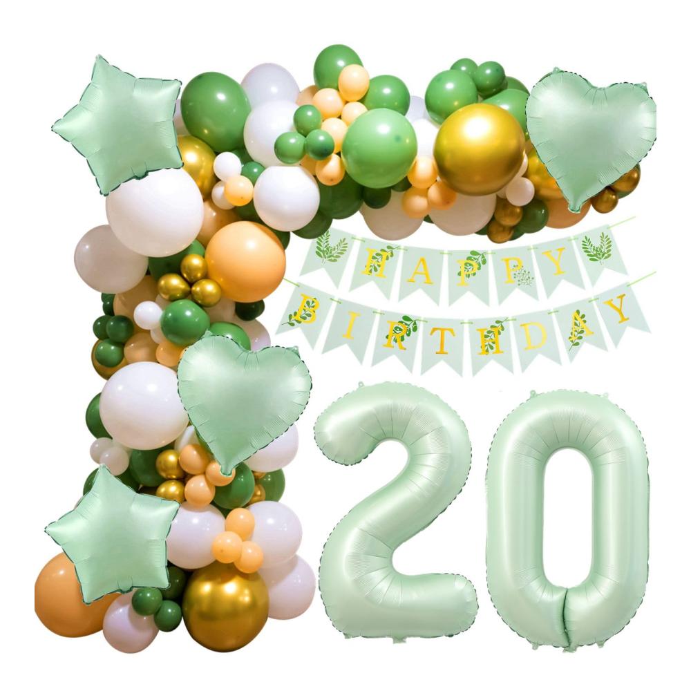 Celebrate 20 Jahre Leben mit Stil! 20 Geburtstag Deko-Set für Frauen & Männer Grüne Luftballons Happy Birthday Girlande Partydekoration für einen unvergesslichen 20. Geburtstag. Machen Sie diesen Meilenstein mit unseren festlichen Ballons unvergesslich