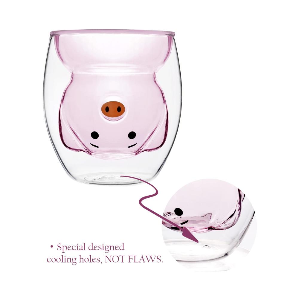 Premium Doppelwandige Espresso- & Mokkatassen Set | Lustige Schwein-Designs | Ideale Milchtassen für Kaffee & Tee | Perfektes Geschenk für Schweineliebhaber | Hochwertige Tassen & Untertassen | Neuheitenbecher für Frau Freund | Geburtstag & Weihnachten