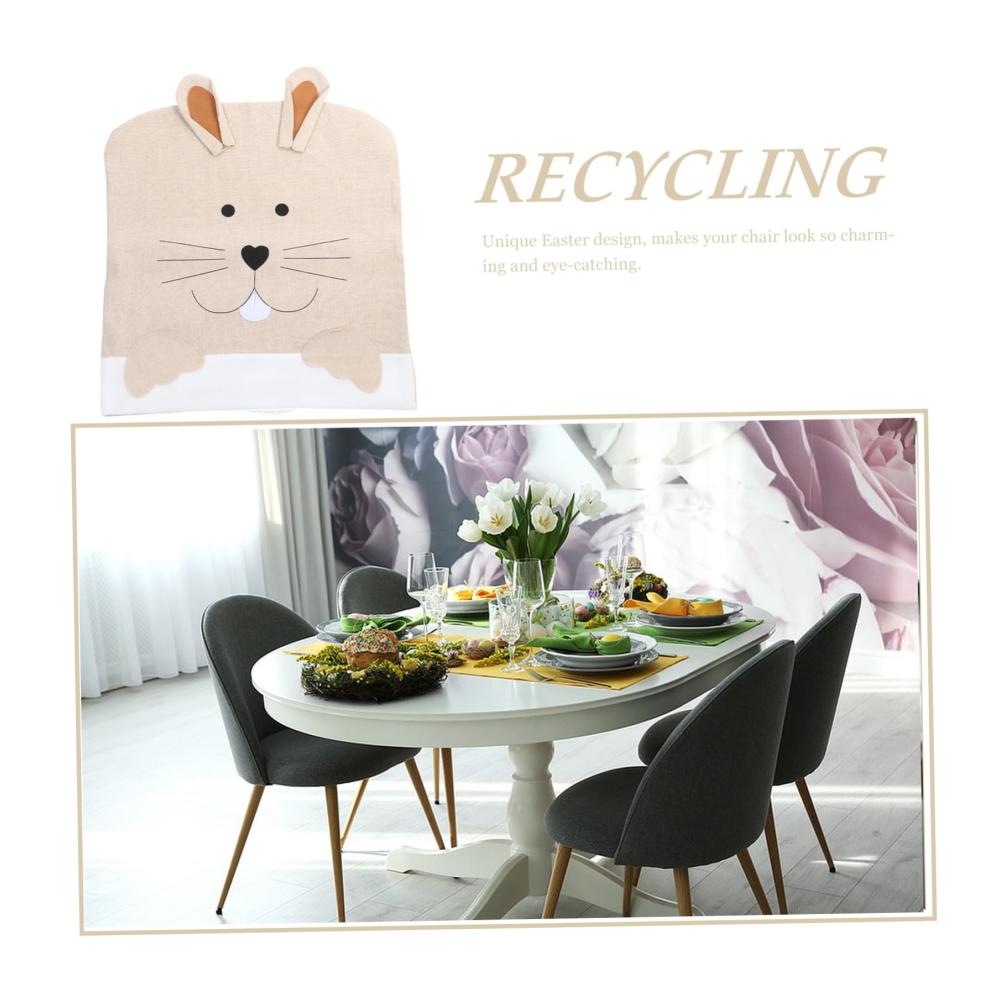 Osterhasen Hussen- & Überwurfsets Dekorative Stuhlbezüge für das Esszimmer im Bauernhausstil abnehmbar tierisch und festlich für Bankettstühle – ideales Geschenk aus Leinen für die Feiertage