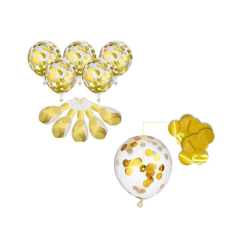 Luftballons Set 60 Latex Ballons für Hochzeit Geburtstag Graduierung & mehr | Helium geeignet mit Glitzer & Konfetti | Dekoration für Weihnachten Valentinstag & Tischdeko in edlem Gold & Weiß