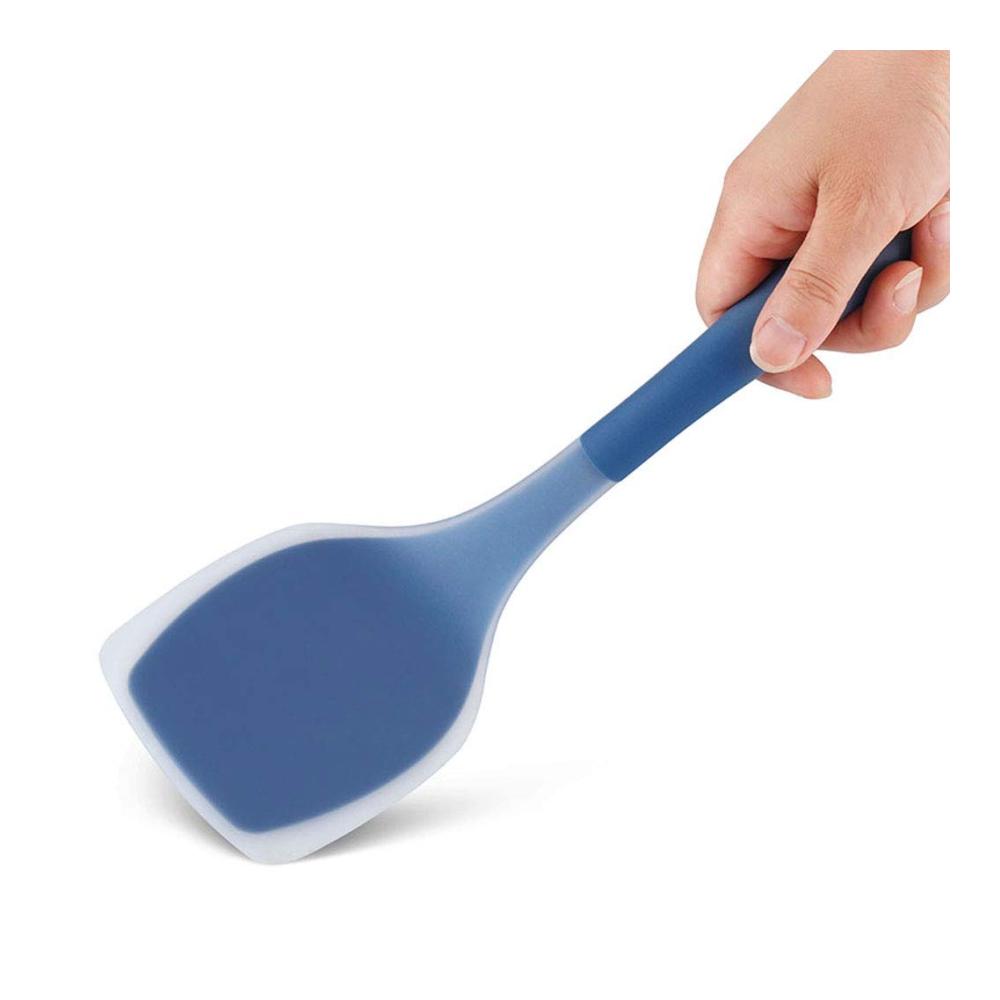 Entdecken Sie die Spitzenklasse! Küchenhelfer Basics Silikon Spoonula/Spatel - Hochtemperaturbeständig hygienisches Ein-Stück-Design - Antihaft-Gummi für müheloses Kochen und Backen (Blau) - Die ultimative Spachtel für Ihre Küche
