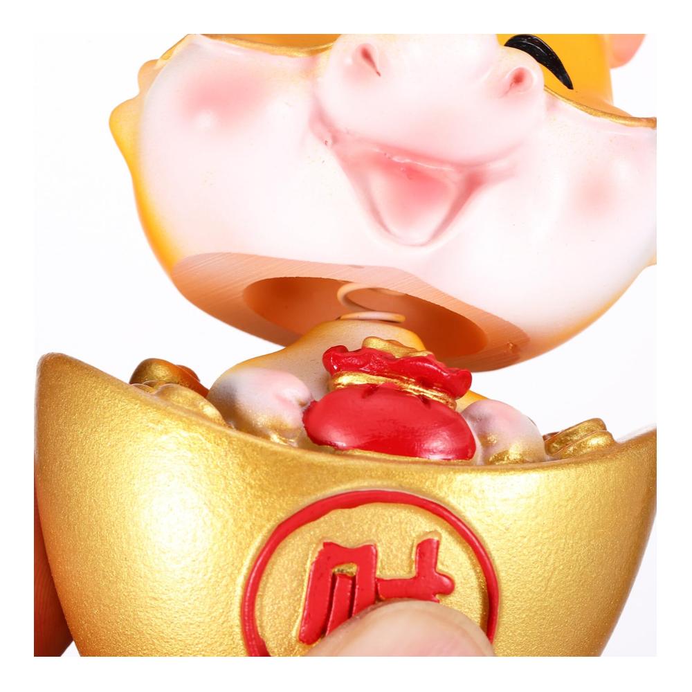 Chinesische Drachenfiguren - Glücksbringer aus Kunstharz für 2024! Feng Shui Tier-Wackelköpfe perfekte Auto-Dekoration für Reichtum und Glück im neuen Jahr