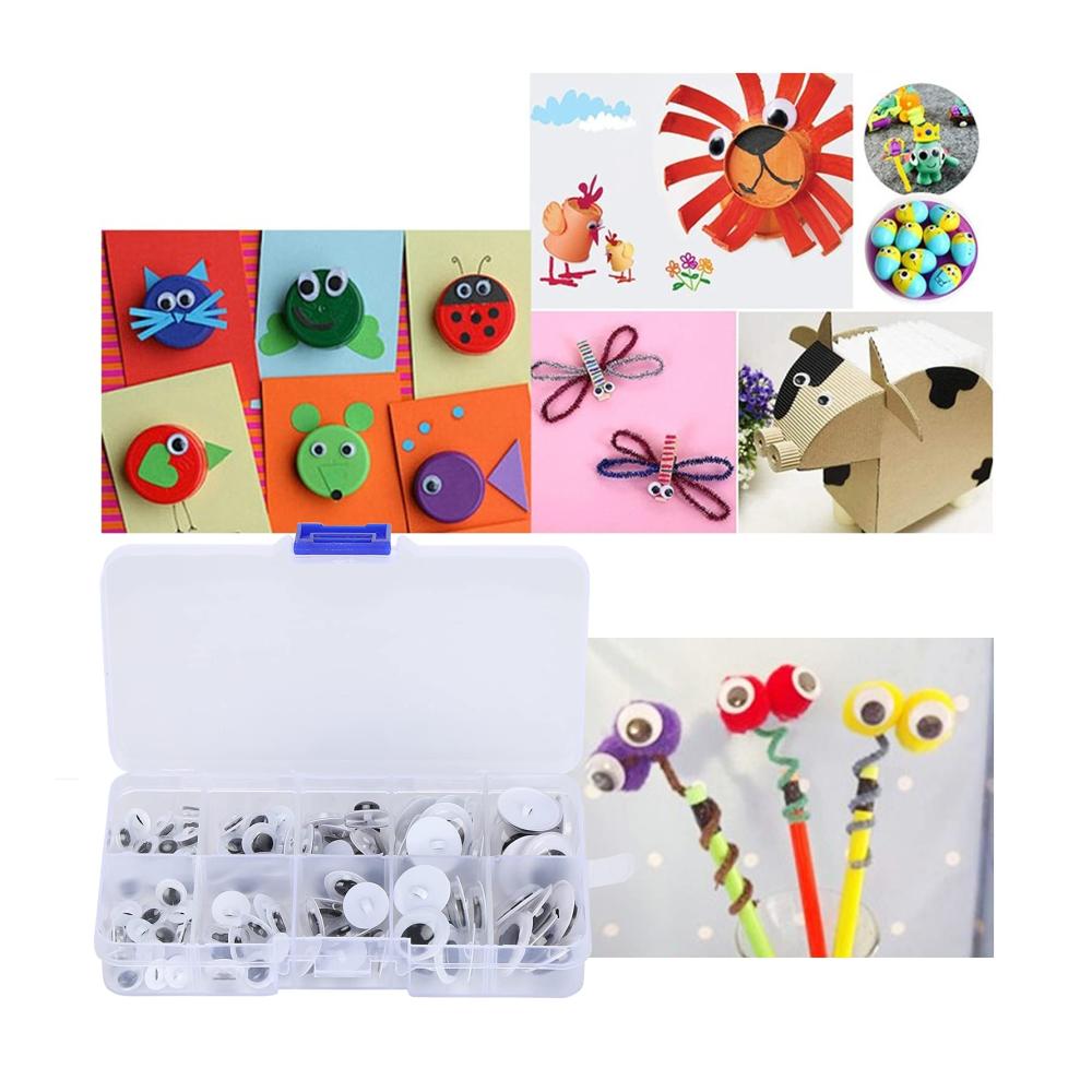 Erwecken Sie Ihre Kreativität zum Leben mit 100 Stück Wackelaugen zum Aufnähen! Bewegliche Kunststoffaugen in verschiedenen Größen für Kinder und selbstgemachtes Kunsthandwerk. Schwarz und Weiß verschiedene Größen erhältlich