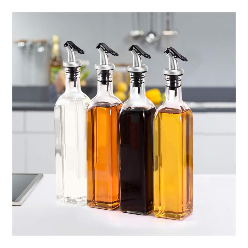 Premium Essig- & Ölspender ztarraum Glasflaschen 500ml + Trichter Auslaufsicher & Tropffrei für BBQ Grillen & Kochen - inkl. 2 Aufkleber