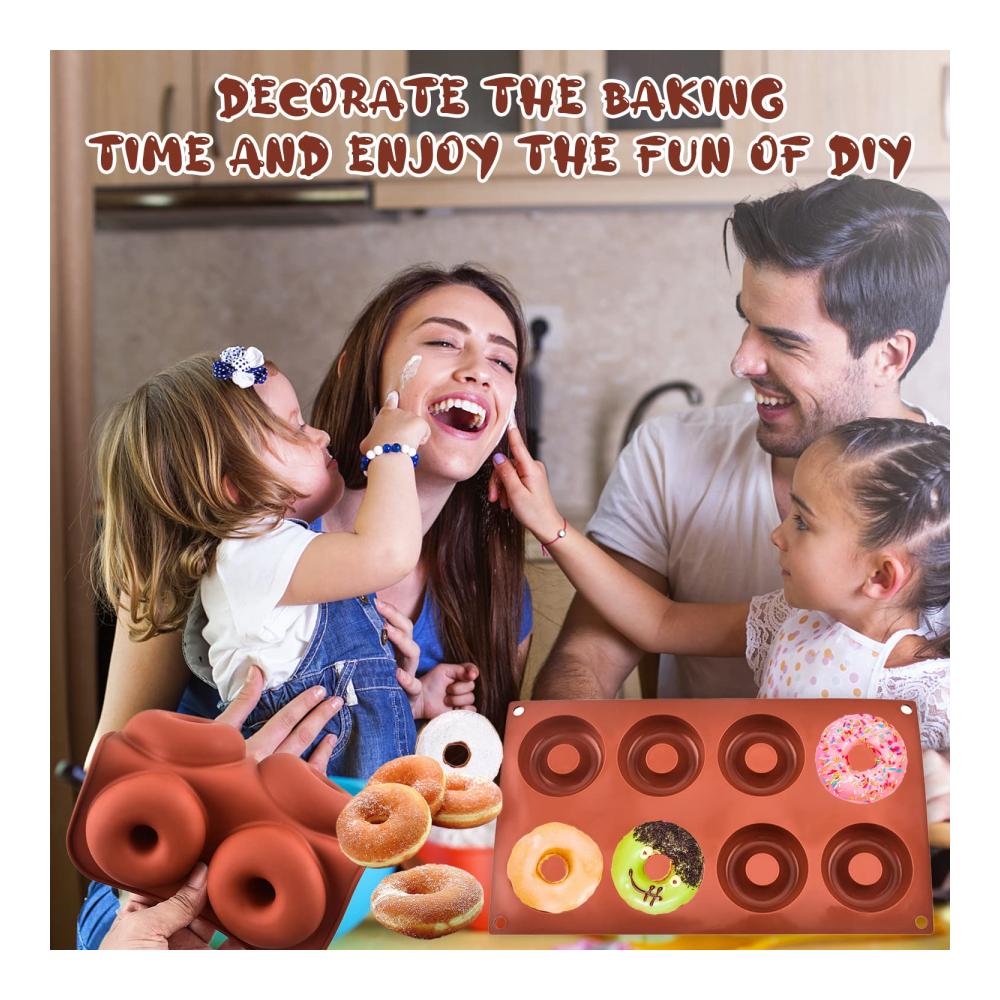 Backen Sie perfekte Muffins & Donuts! 2er Set Thnkstaps Silikon-Donut-Backformen mit hitzebeständigem Backblech. Antihaft & flexibel für 8 Donuts pro Form. Inklusive Pinsel für müh