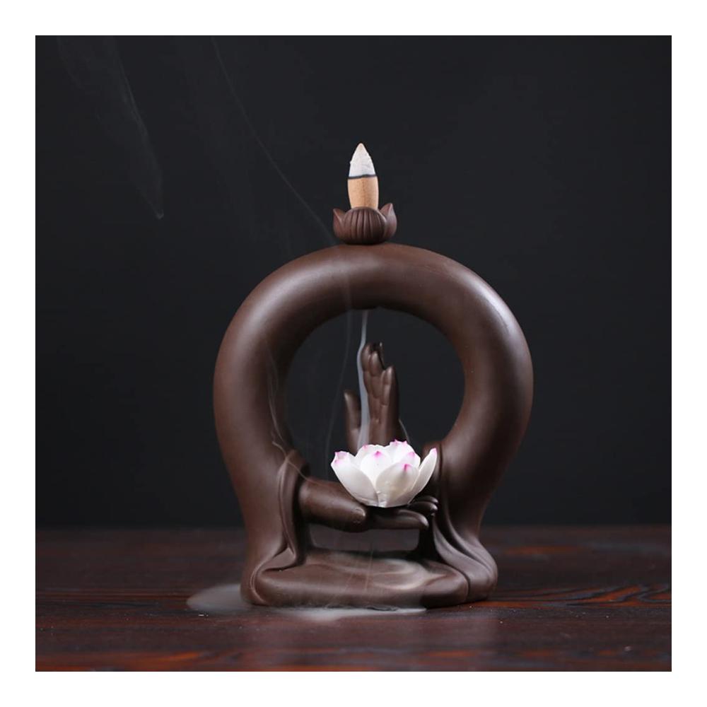 Entspannen Sie mit Stil Keramik Räucherstäbchenhalter Lotus Bergamot - Rückfluss-Räuchergefäß für Zuhause Büro Yoga & Meditation. Edles Design für Zen-Atmosphäre. Perfektes Dekor für Teahouse & mehr