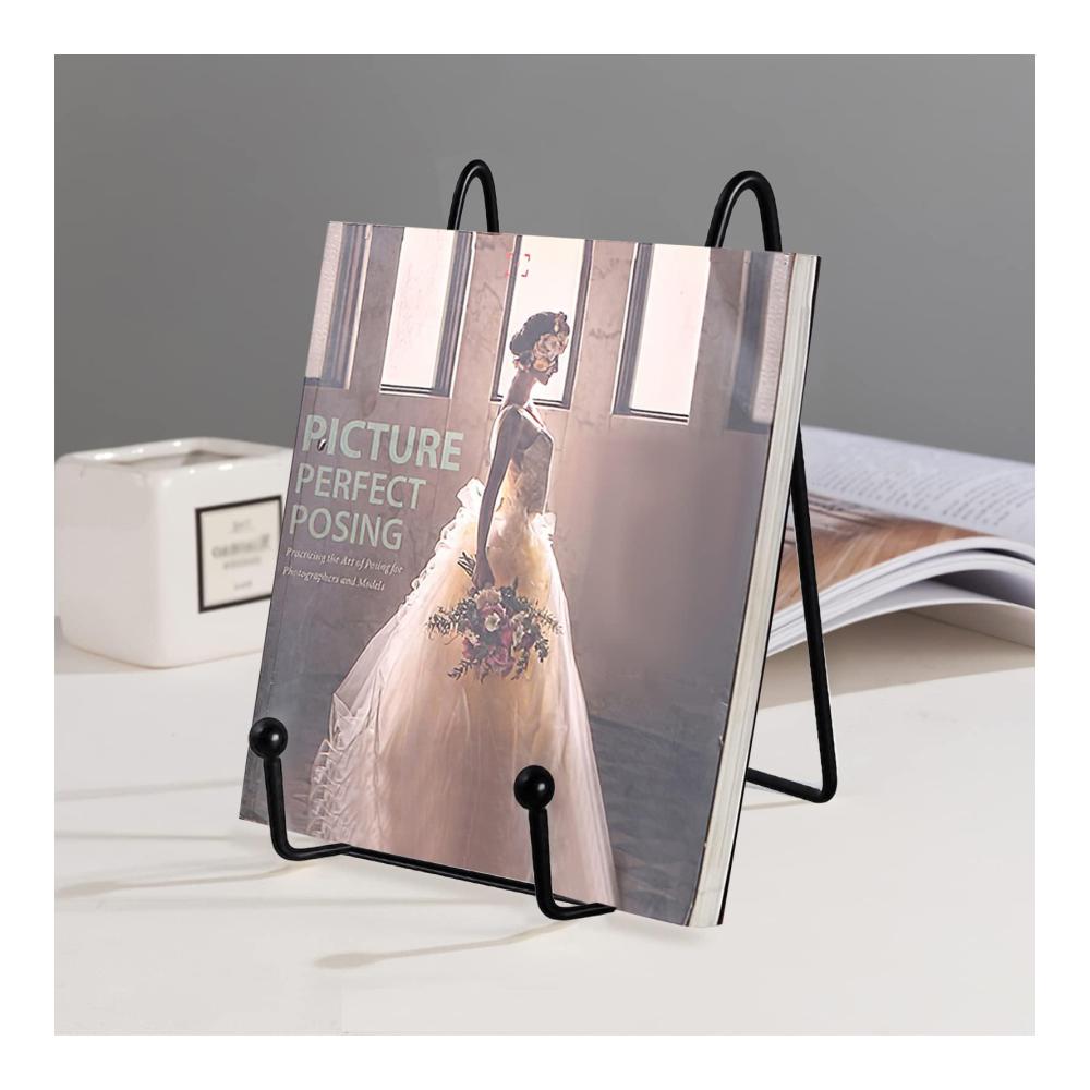 Elegante Staffeleien Set mit 4 stilvollen Eisen-Displayständern für Kunst Fotos und Dekorationen - Schwarze Metall-Bilderrahmenhalter ideal für Bücher Teller und mehr - Stabile Ausstellungsständer für kreative Präsent