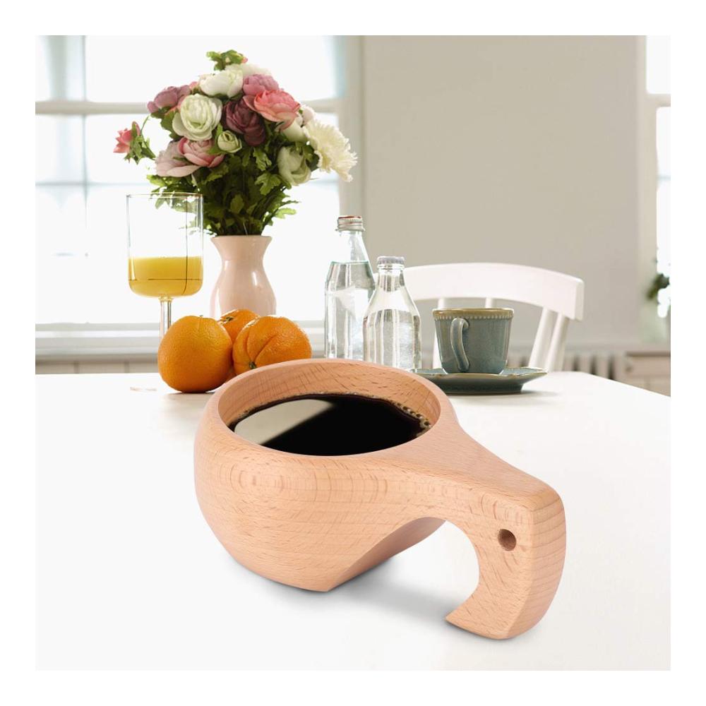 Einzigartiger Nordischer Holzbecher für Kaffee & Tee | Handgefertigter Trinkbecher mit Griff | Nachhaltiger Campingbecher für Outdoor-Abenteuer | Dekorative Tasse & Becher für Zuhause