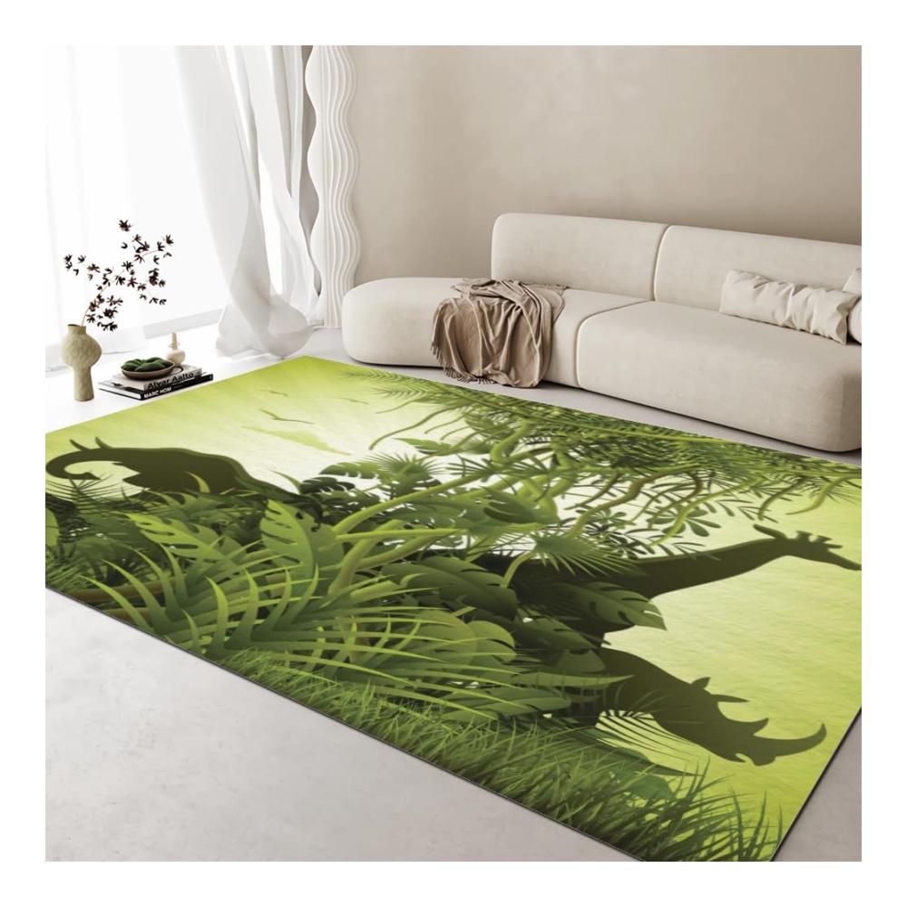 Entdecken Sie exotische Abenteuer mit unserem Zoo Teppich Tropisches Dschungel-Design rutschfest & waschbar - Perfekt für Wohnzimmer & Schlafzimmer - 100