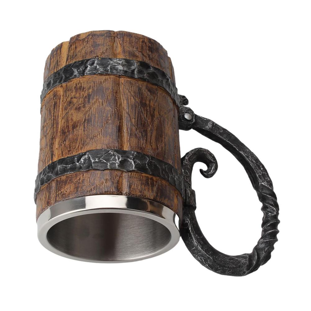 Entdecken Sie den Genuss mit unseren Premium Bierkrügen Wikinger-Trinkbecher 550 ml Holzfass-Kaffeebecher auslaufsicheres Edelstahl-Trinkgeschirr mit Griff. Handgefertigter mittelalterlicher Cocktailbecher für Tee und Kaffee – Stilvoll