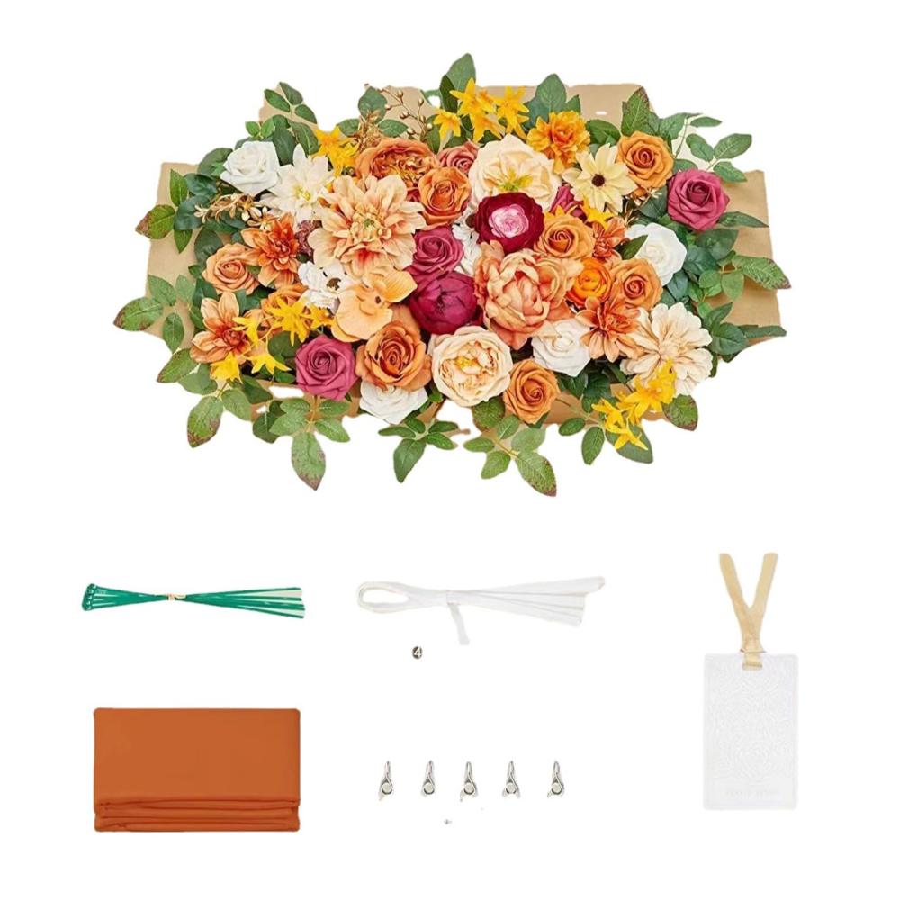 Entzückende Hochzeitsdekoration Empfang Bogen Blumen & Vorhang Set für stilvolle West-Hochzeiten - 2 Sätze Blumen 1 Transparenter Vorhang