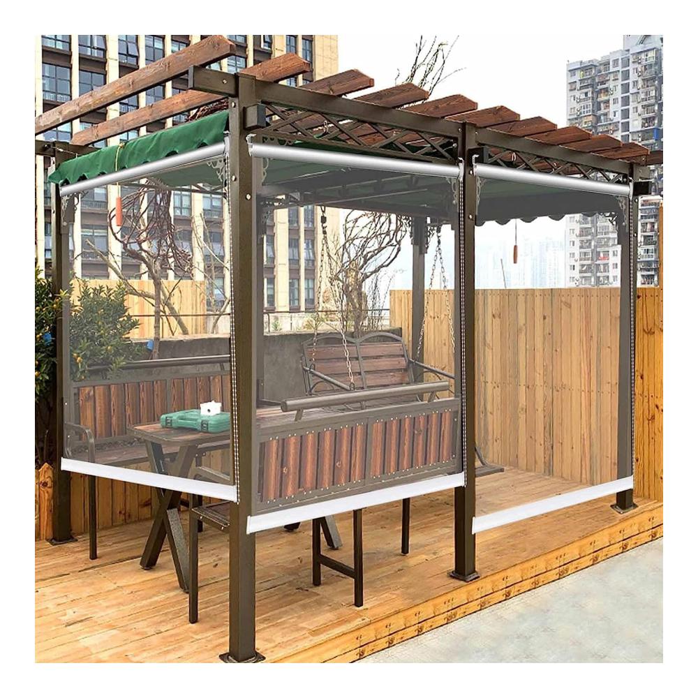 Premium Seitenzug- & Springrollos für Balkon & Terrasse | Transparentes PVC-Kunststoff-Rollo mit Regenschutz | Wärmeisolierend Staubdicht | Inkl. Zubehör | Maße 180x240cm