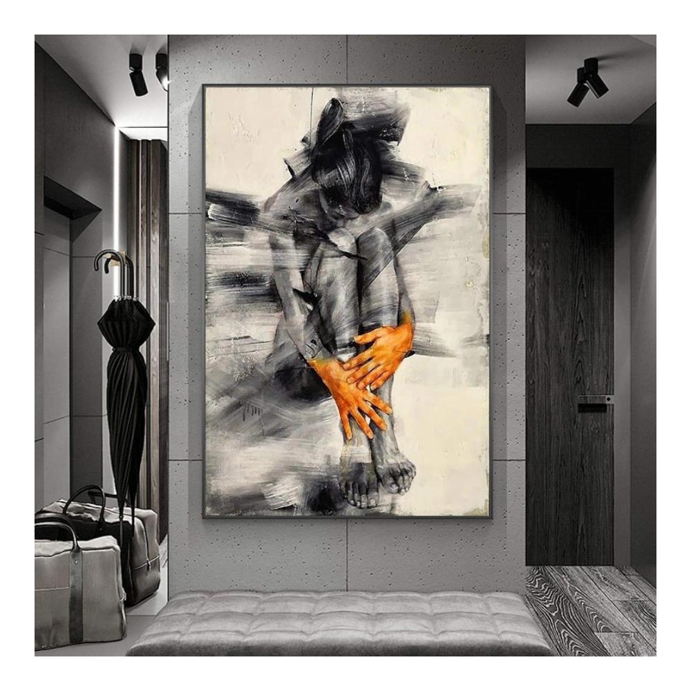 Malkarton Moderne Schwarz-Weiß Abstrakte Frau Figur Bilder - Leinwand Malerei Poster Kunstdruck für stilvolle Wohnzimmer Dekoration - Wandbilder in hoher Qualität und zeitgenössischem Design