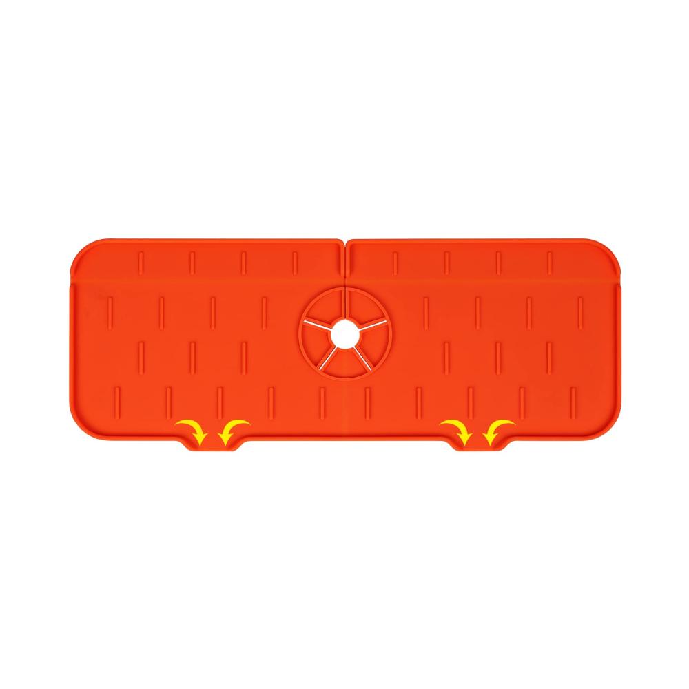 Ultimativer Spritzschutz KeautFair Silikon Matte für Wasserhahn | Absorbierende Küchenarmaturunterlage | Arbeitsplatten- und Spülenspritzschutz | Ideal für Zuhause Bad Bar - Orange