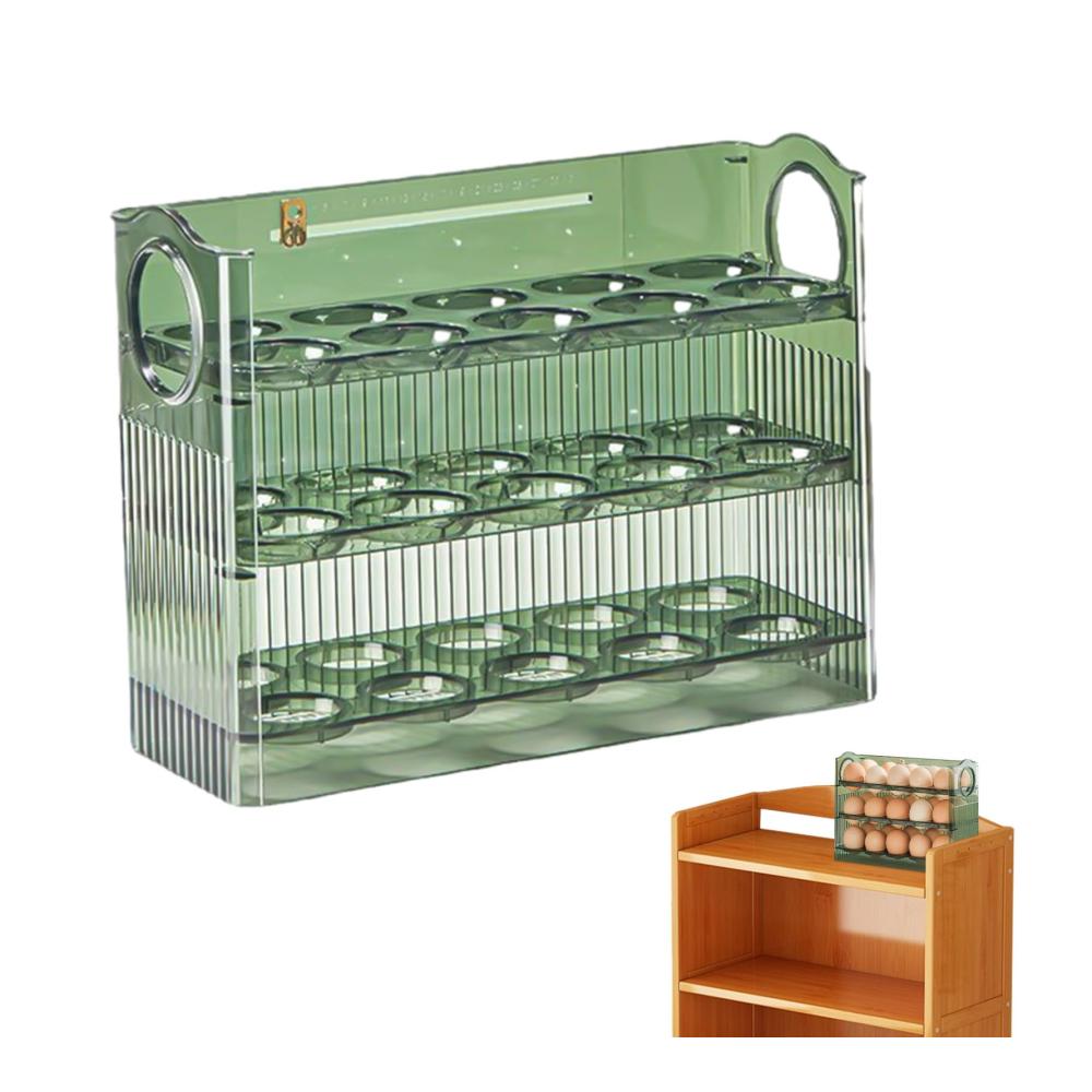 Platzsparender Eierkorb für Kühlschrank | 3-stufiges Eierhalterregal für 30 Eier | Vielseitiger Eieraufbewahrungsbehälter | Kühl und praktisch | Premium Küchenorganisation