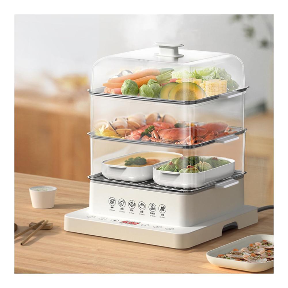 Stövchen & Speisewärmer Elektrischer Dampfgarer mit 3-stufigem Falt-Design & 360°-Dampfzyklus. Perfekt zum Aufwärmen & Servieren von Speisen. Anti-Trockenbrand-S