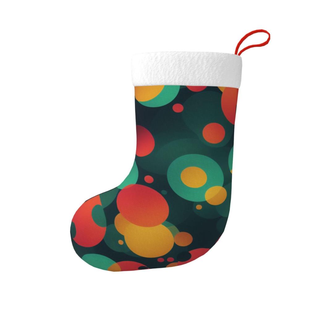 Festlicher Nikolausstiefel & Weihnachtsstrümpfe Abstrakte Muster Kamin & Baum Dekor Plüsch Manschetten - 1 Packung 45 cm - Hängende Socken für die perfekte Weihnachtsstimmung
