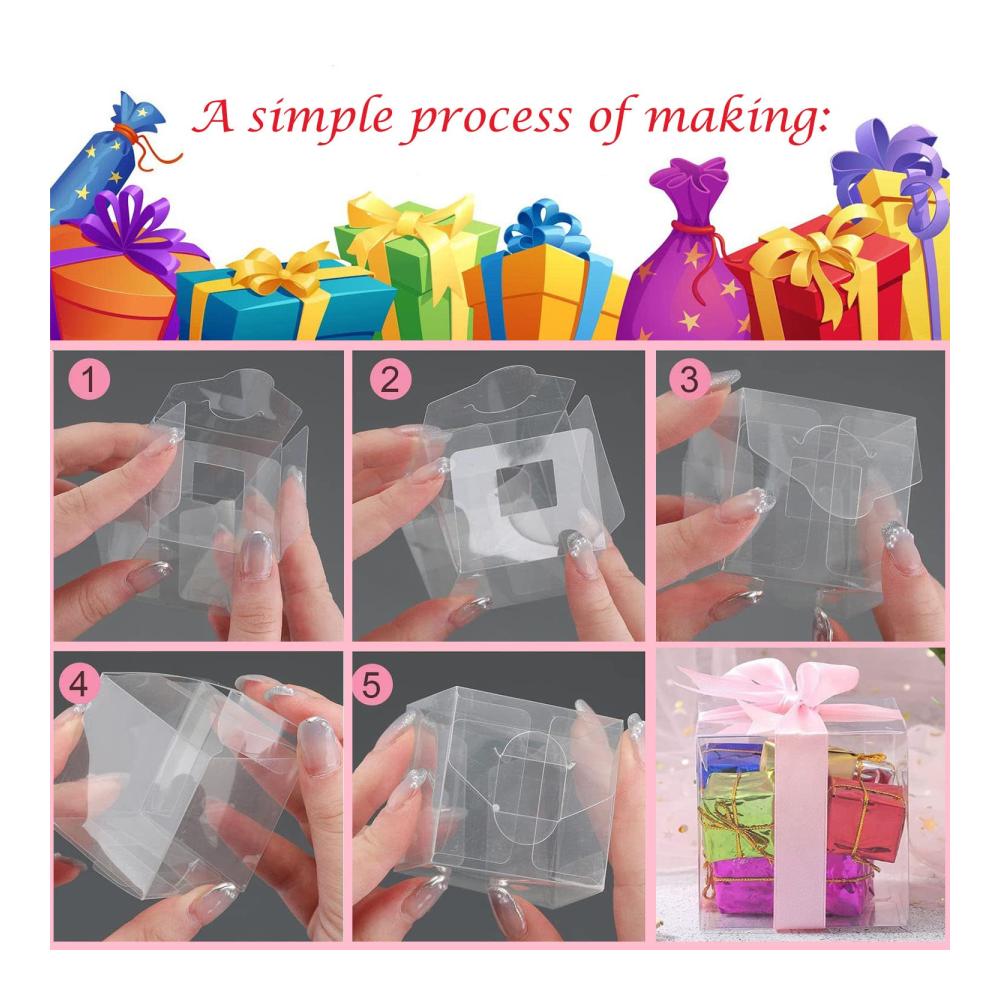 50 Stück Kleine Transparente Würfelboxen für Gastgeschenke - Ideal für Süßigkeiten und Schokolade - Perfekt für Partys und Veranstaltungen