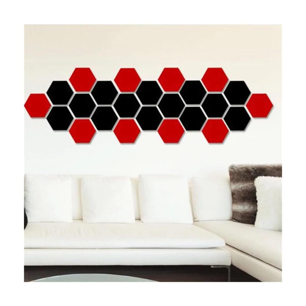 12er Set Selbstklebende Hexagon Spiegel Mosaikfliesen | Dekorative Wandfliesen für Badezimmer und Wohnzimmer | DIY Home Decor | Schwarz 80x70x40mm