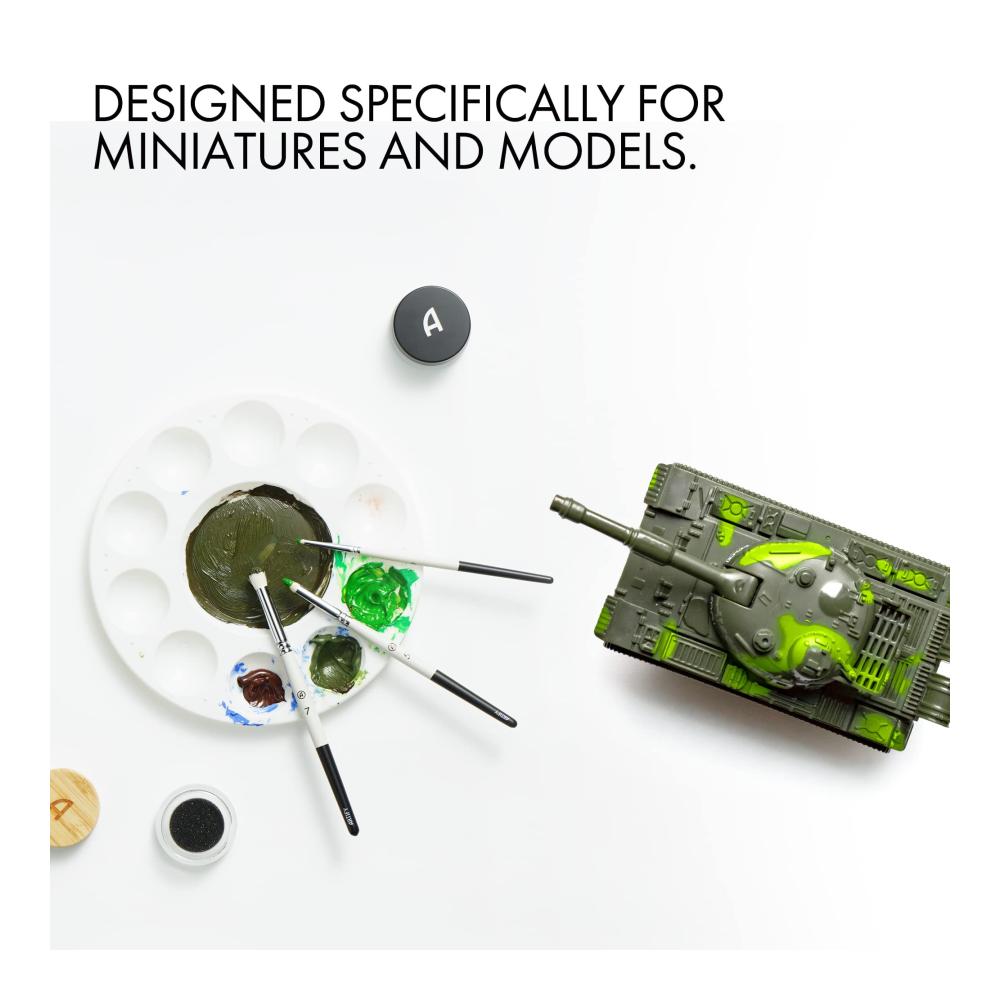 ARTIFY Trockenpinsel Set Perfekte Pinsel für Miniaturmalerei – Profi Trockenpinsel für Miniaturen und Modelle in 5 Größen – Ideal für Tabletop- und Warg
