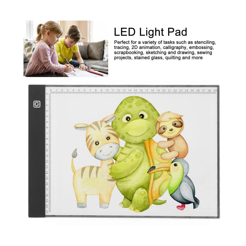 Kreative LED Leuchtkästen Helle Lichttabelle A4 für Künstler Zeichner und Tattoo-Profis - Drahtloses Leuchtboard mit weichem weißem Licht - Perfekt zum Skizzieren und Nachverfol