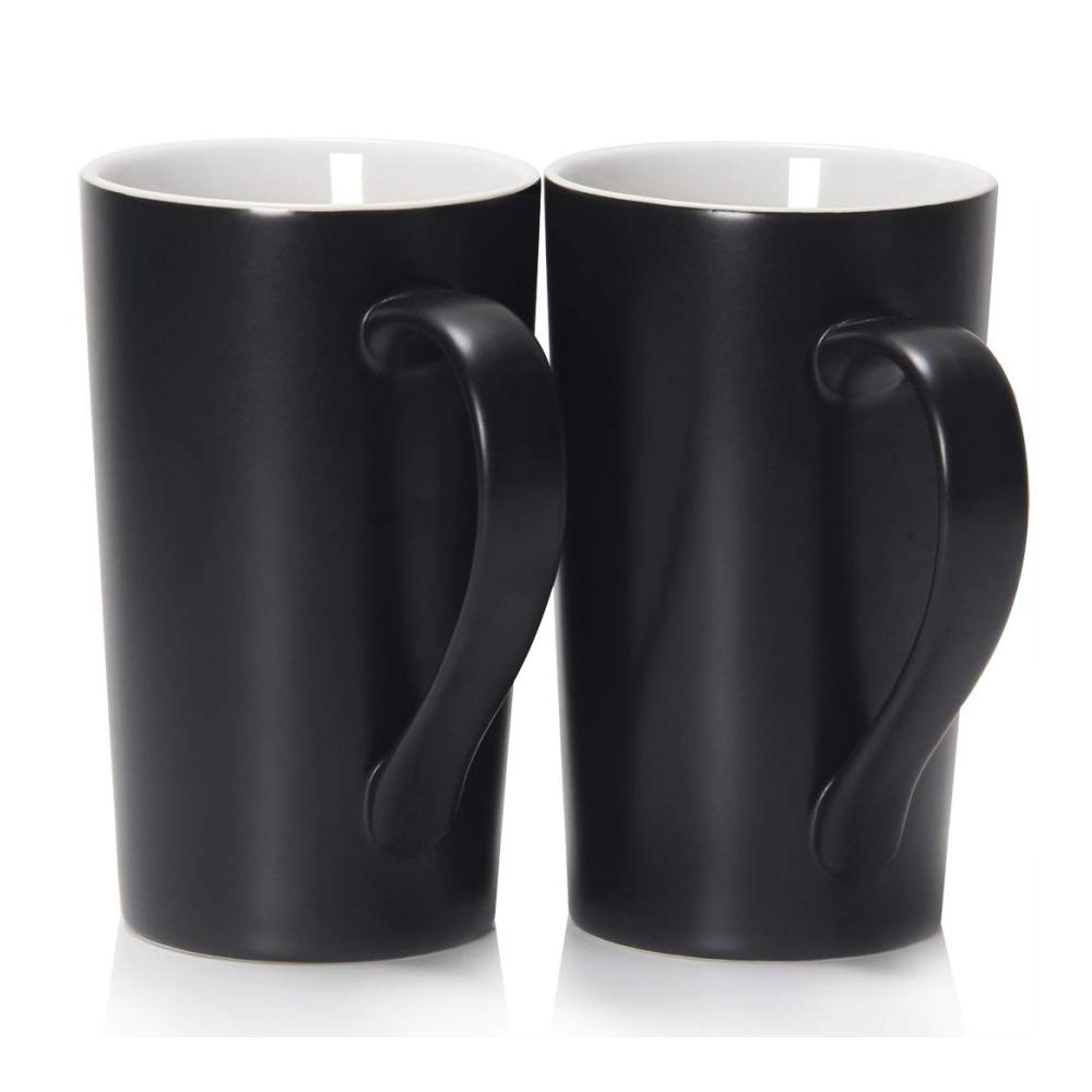 2er-Set Schwarze Bechersets Smilatte Große 600ml Kaffeetassen M007 - Tassen mit Griff für Männer und Väter - Perfekt für den morgendlichen Kaffeegenuss