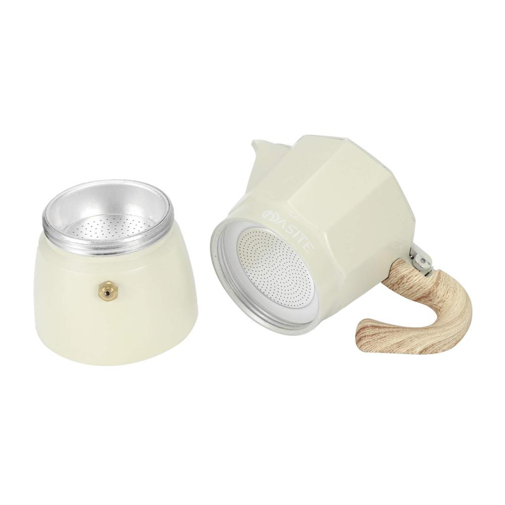 Espressokocher Moka-Kanne Aluminium | Achteckige Kaffeekanne | Wasserkocher für Zuhause | Café Zubereiter | Traditioneller Genuss in schwachem Gelb 150ML