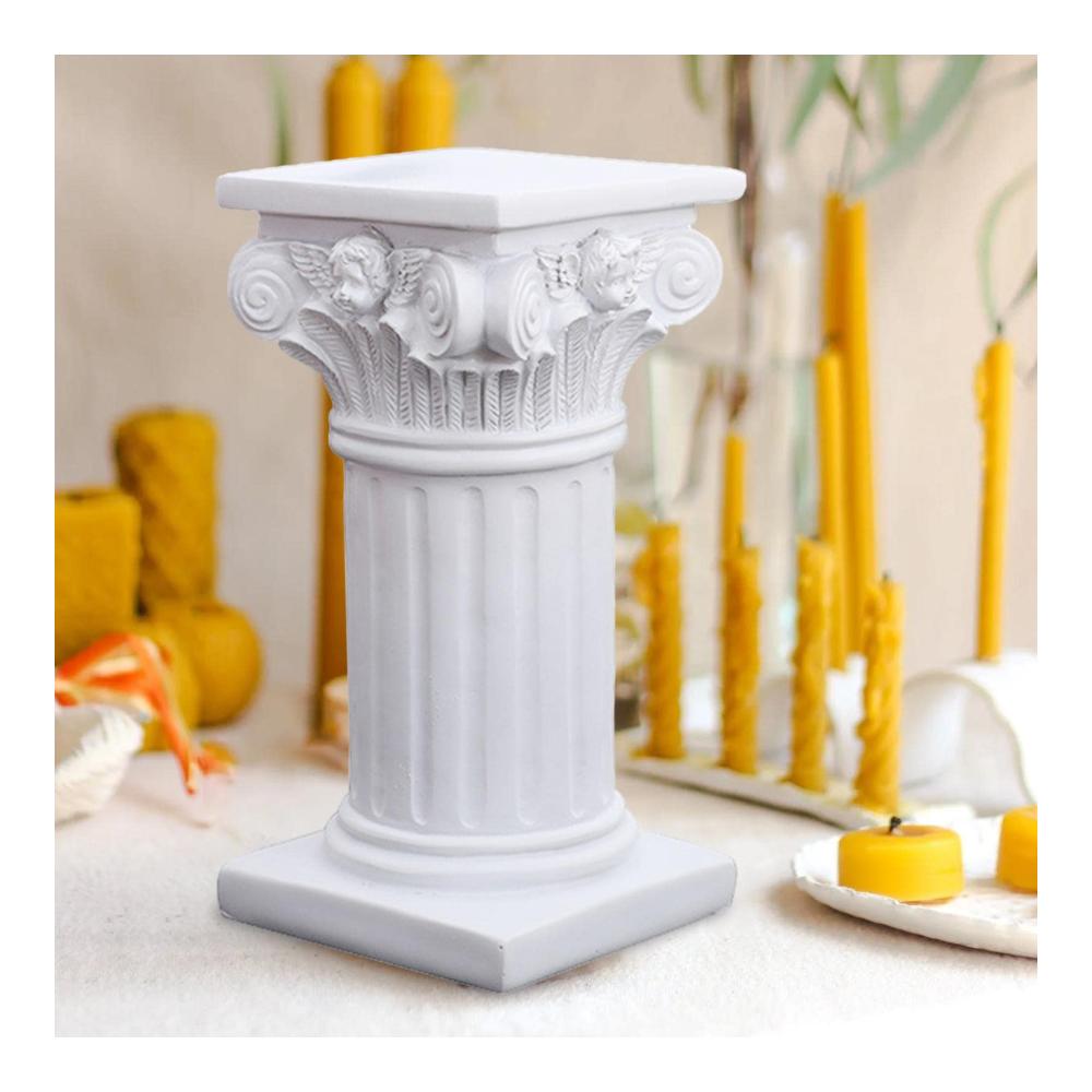 Stumpenkerzenhalter aus Harz | Römische Säule Deko für Kirche Hochzeit & Zuhause | Griechische Säulenstatue für elegante Dekoration | Handgefertigter Kerzenständer für besondere Anlässe