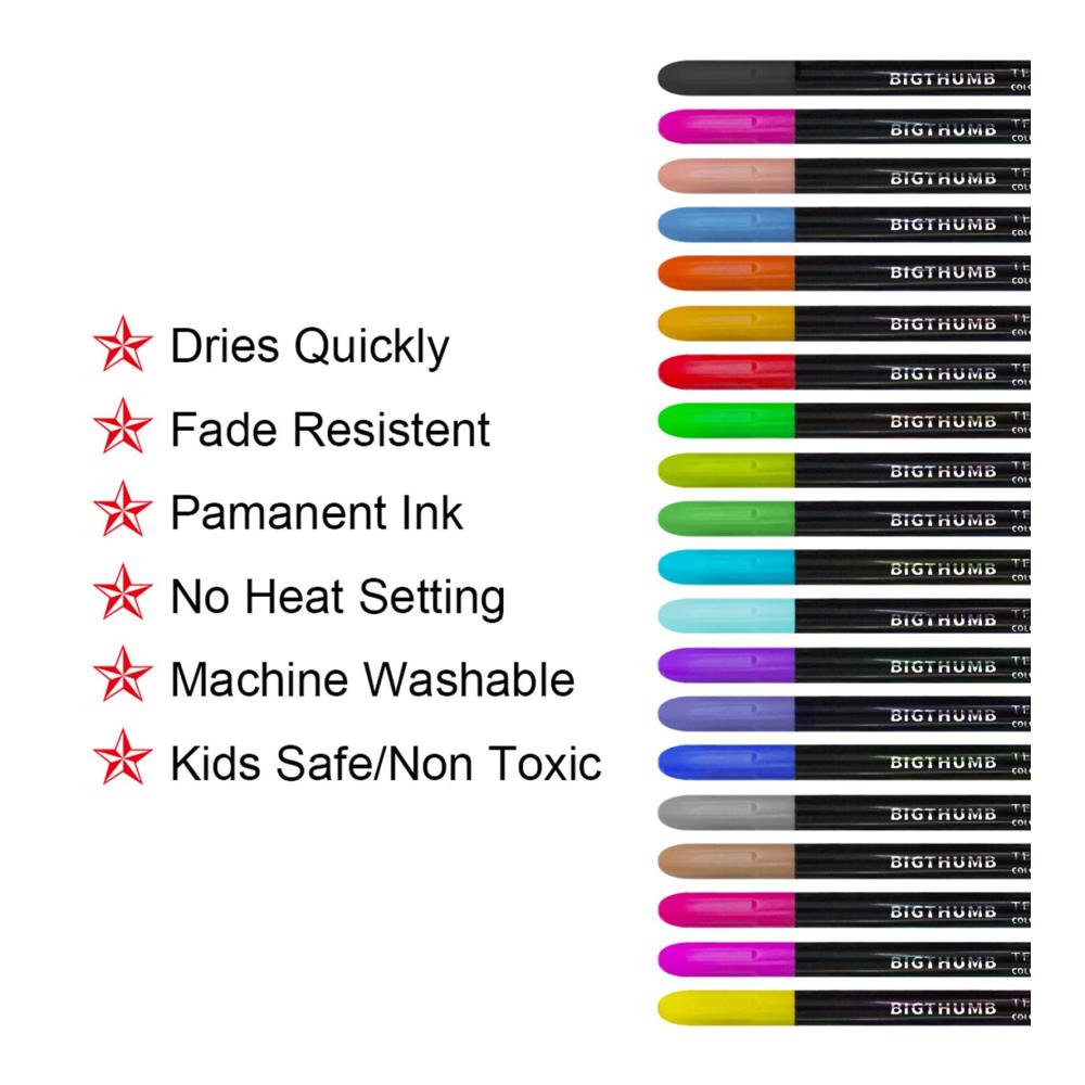 Stoffmalfarben Set 10 Farben Stoffstifte Permanent für Kleidung T-Shirts Leinwände & Taschen - Ideal für Kunstprojekte Basteln & Geschenke für Erwachsene und Kinder